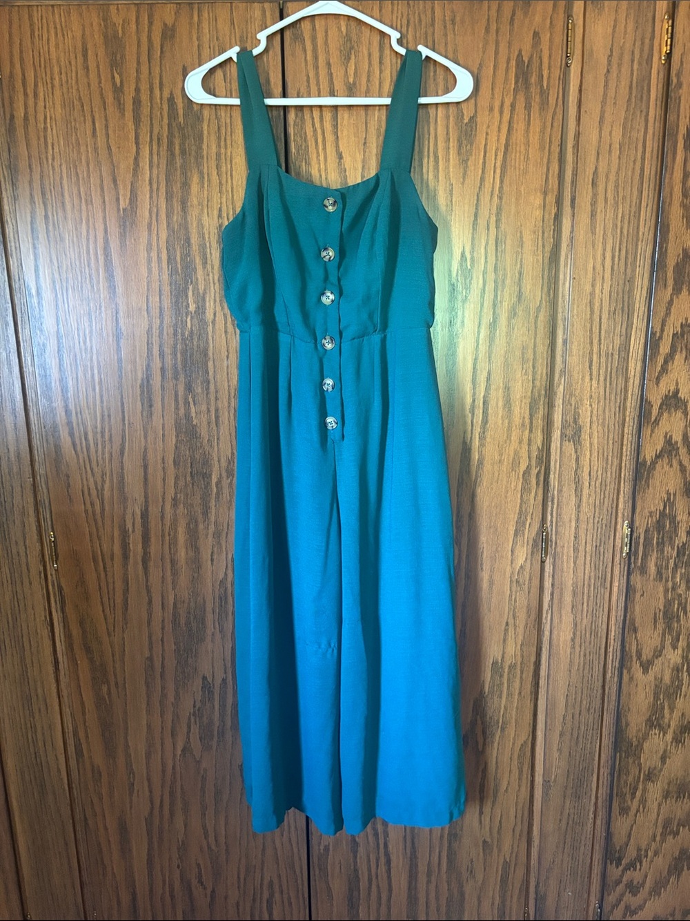 Blue Rain Teal Button-Front Cropped Jumpsuit
